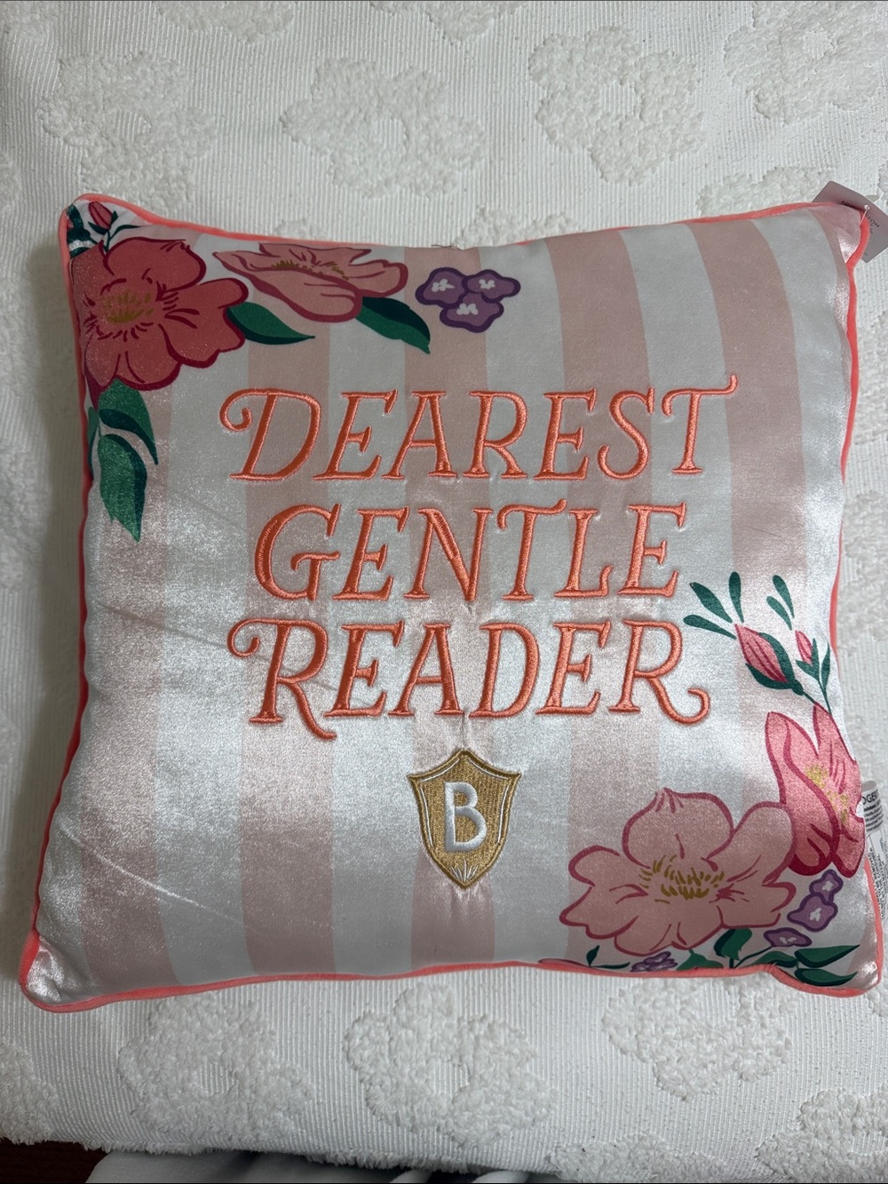 Hallmark Pink 'Dearest Gentle Reader' Embroidered Accent Pillow